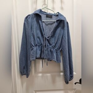 NWT Anna Grace Jean Crop Top